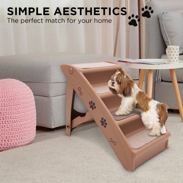 Furtastic 50cm Foldable Step Ladder Stairs - Brown Image 6