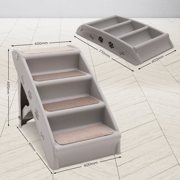 Furtastic 50cm Foldable Step Ladder Stairs - Grey Image 7