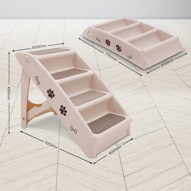 Furtastic 50cm Foldable Step Ladder Stairs - White Image 5