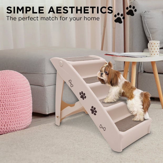 Furtastic 50cm Foldable Step Ladder Stairs - White Image 6