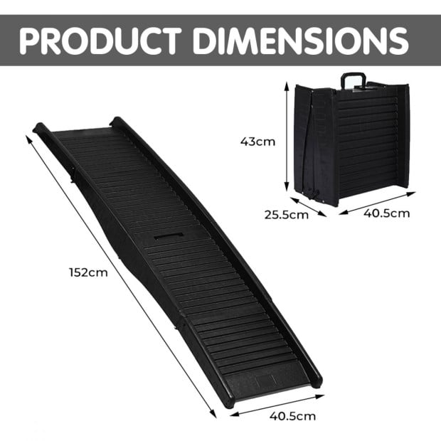 Furtastic 152cm Portable Dog Pet Ramp - Black Image 10