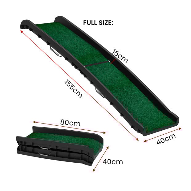 Furtastic Foldable Plastic Dog Ramp with Synthetic Grass Image 2