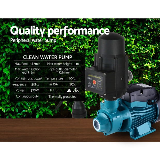 Auto Peripheral Water Pump Clean Electric Garden Rain Tank QB60 Black Image 6