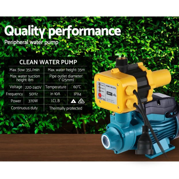 Auto Peripheral Water Pump Clean Electric Garden Rain Tank QB60 Yellow Image 6