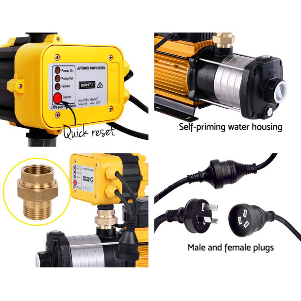 Multi Stage Water Pump Pressure Rain Tank Irrigation 2000W Yellow Image 5