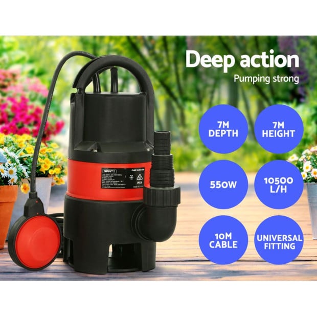 550W Water Pump Dirty Submersible Sump Swim Pool Flooding Pond Clean Image 4