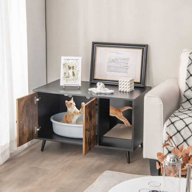 Modern Hidden Cat Litter Box Furniture For Indoor Cats Image 7