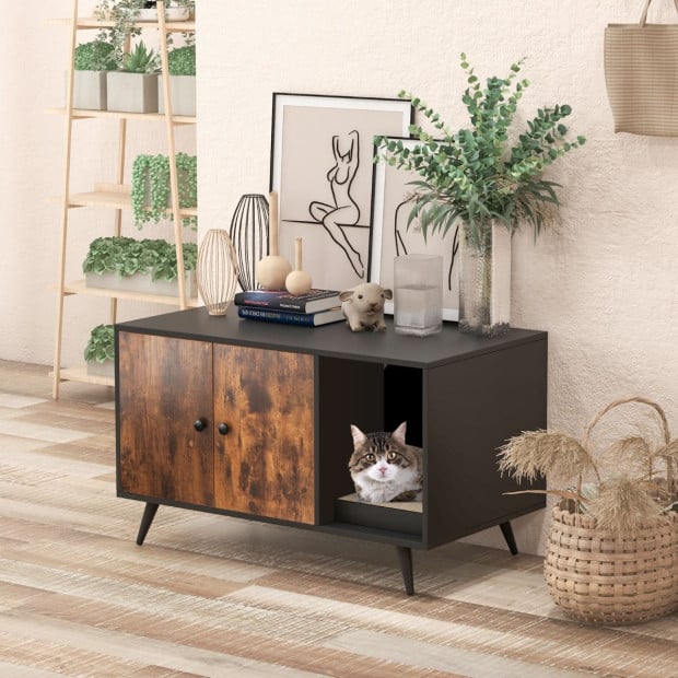 Modern Hidden Cat Litter Box Furniture For Indoor Cats Image 8
