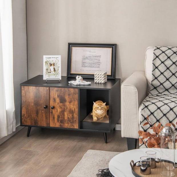 Modern Hidden Cat Litter Box Furniture For Indoor Cats Image 6