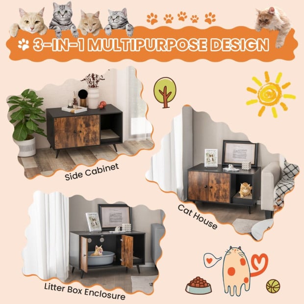 Modern Hidden Cat Litter Box Furniture For Indoor Cats Image 10
