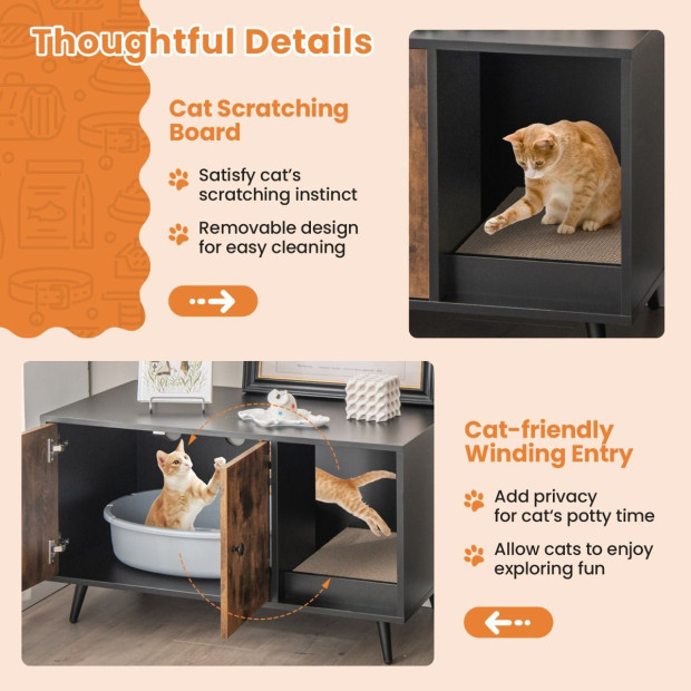 Modern Hidden Cat Litter Box Furniture For Indoor Cats Image 3
