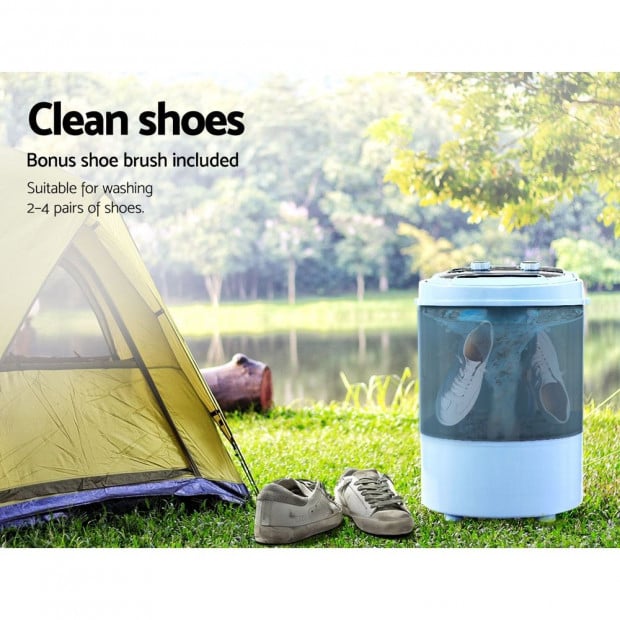 3KG Mini Portable Washing Machine Shoes Wash Top Load Spin Caravan Image 4
