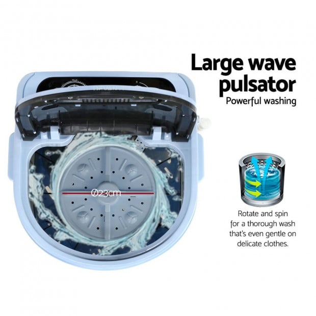 3KG Mini Portable Washing Machine Shoes Wash Top Load Spin Caravan Image 6