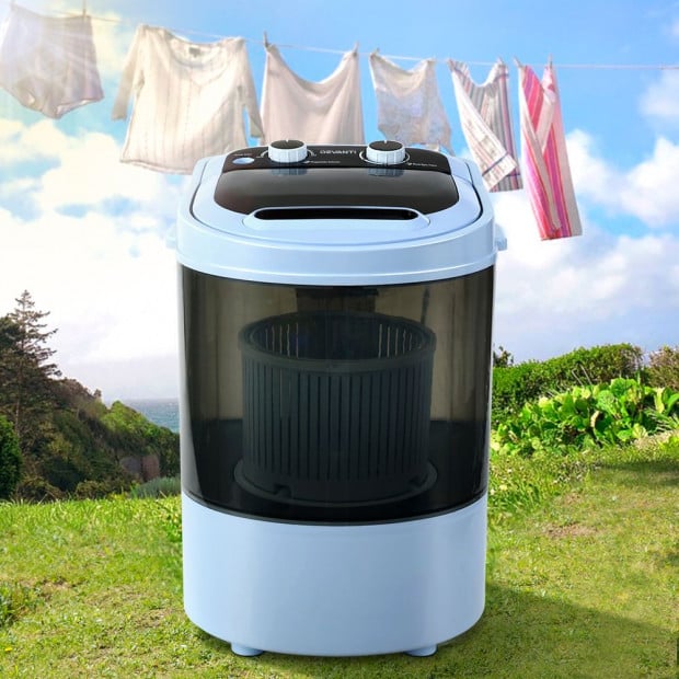 3KG Mini Portable Washing Machine Shoes Wash Top Load Spin Caravan Image 7