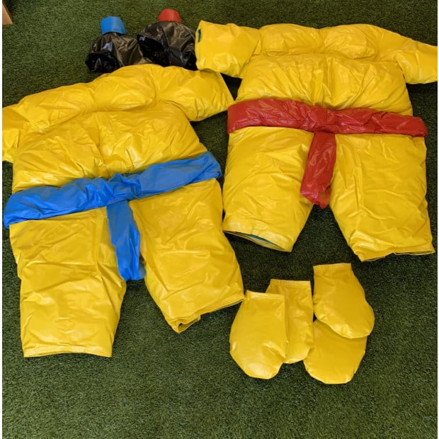 Two Pvc And Fabric Kids Sumo Suits With Helmets Gloves W/ 291cm Mat Image 2