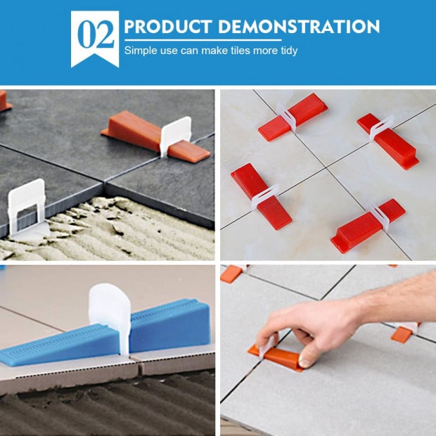 2000x 3MM Tile Leveling Clips Levelling Spacer Tiling Tool Floor Image 5