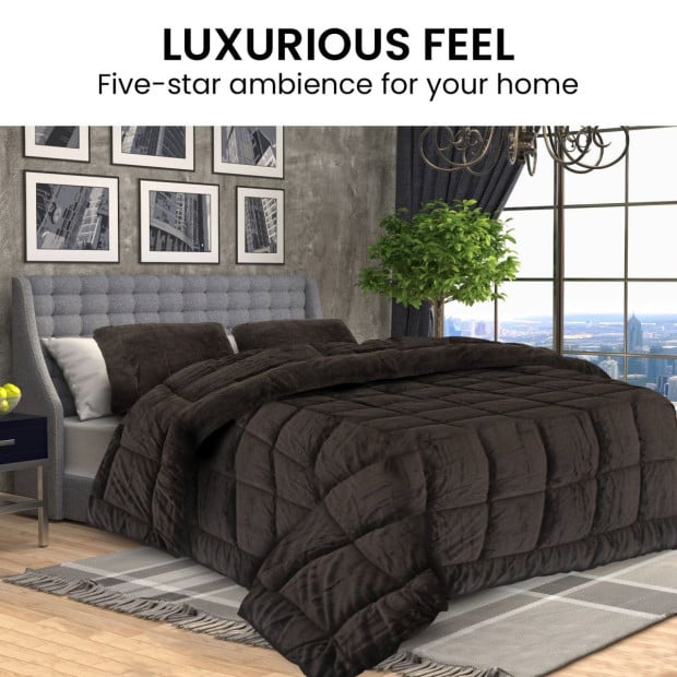 Laura Hill 500GSM Faux Mink Quilt Comforter Doona Image 9