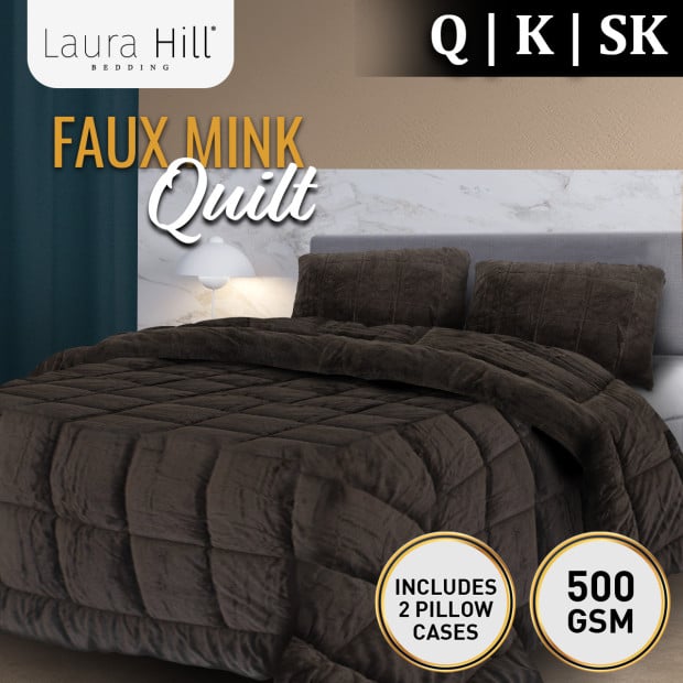 Laura Hill 500GSM Faux Mink Quilt Comforter Doona