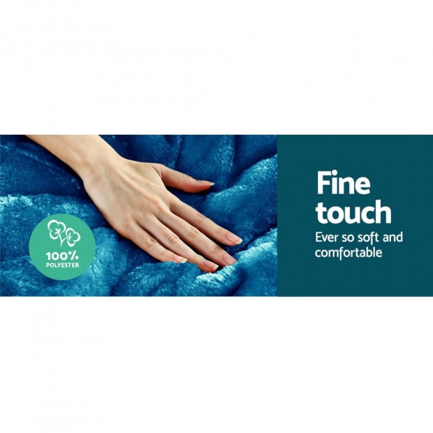 Bedding Faux Mink Quilt Comforter Weight Throw Blanket Teal Super King Image 4
