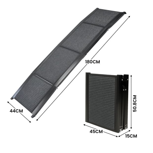 Furtastic Dog Pet Ramp Stairs Folding Aluminium Cats Non-Slip Felt Safety Image 3