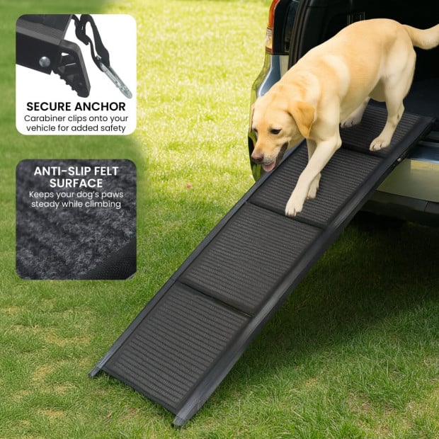 Furtastic Dog Pet Ramp Stairs Folding Aluminium Cats Non-Slip Felt Safety Image 5