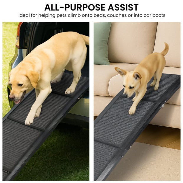 Furtastic Dog Pet Ramp Stairs Folding Aluminium Cats Non-Slip Felt Safety Image 7