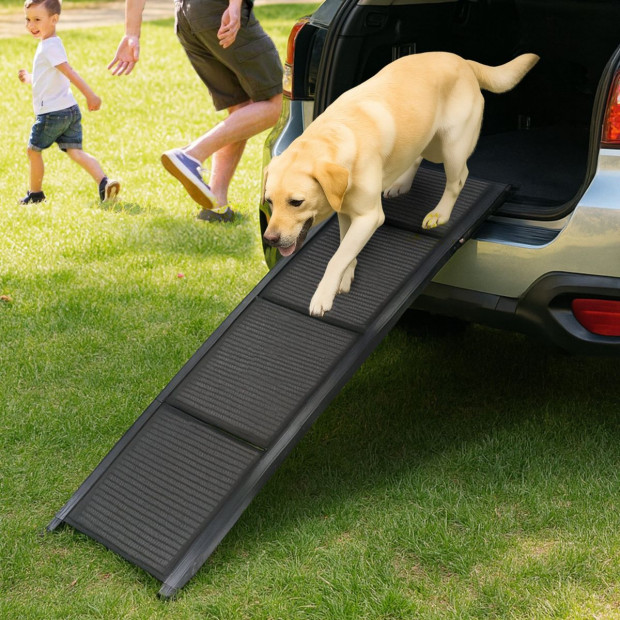 Furtastic Dog Pet Ramp Stairs Folding Aluminium Cats Non-Slip Felt Safety Image 8