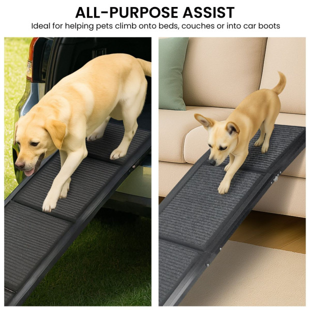 Furtastic Folding Aluminium Dog Ramp for Non-slip Cars Marine Carpet Pet Stairs Image 9