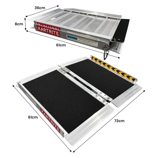 Kartrite Folding Aluminium Wheelchair Ramp 2FT Portable Mobility Access Ramp Image 3