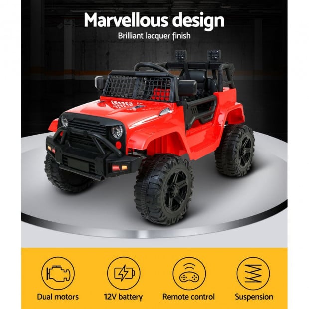Kids Ride On Car Electric 12V Car Toys Jeep Battery Remote Control Red Image 4