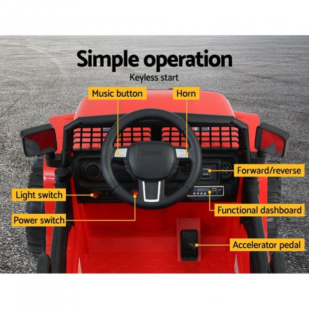Kids Ride On Car Electric 12V Car Toys Jeep Battery Remote Control Red Image 5