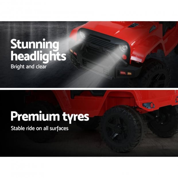 Kids Ride On Car Electric 12V Car Toys Jeep Battery Remote Control Red Image 6