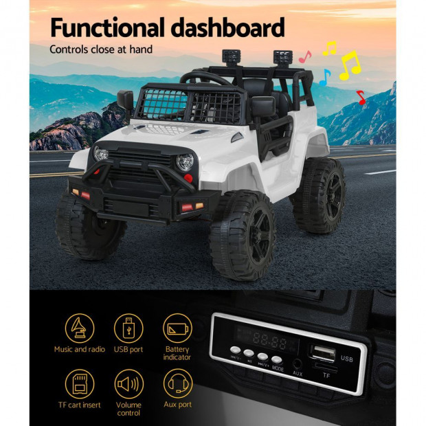 Kids Ride On Car Electric 12V Car Jeep Battery Remote Control White Image 4