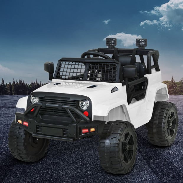 Kids Ride On Car Electric 12V Car Jeep Battery Remote Control White Image 5