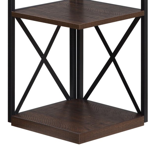 Sarantino Nora 5-Tier Corner Bookshelf - Walnut/Black Image 5