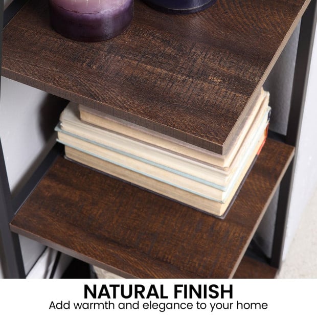 Sarantino Nora 5-Tier Corner Bookshelf - Walnut/Black Image 8