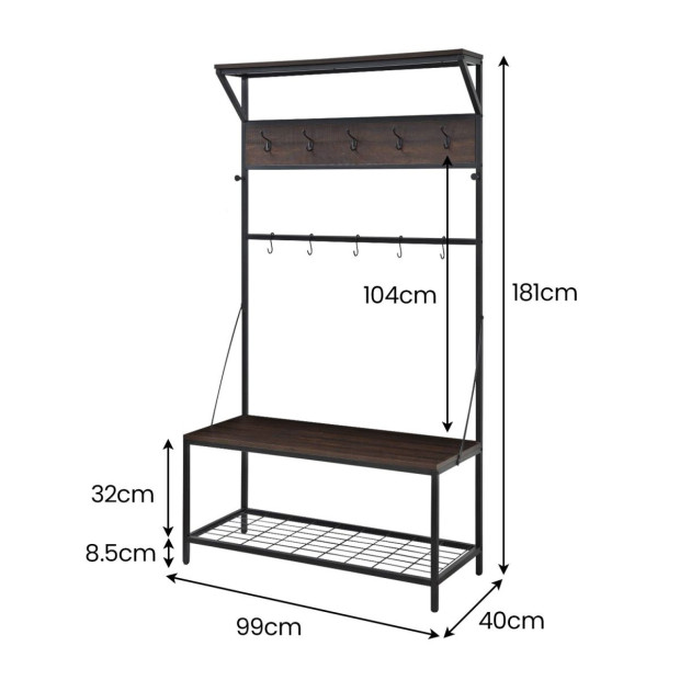 Sarantino 4in1 Hall Tree Entryway Coat Rack