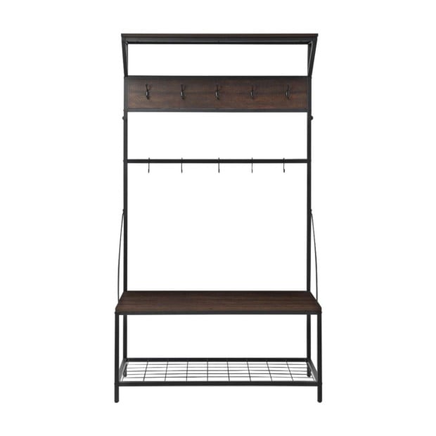 Sarantino 4-in-1 Hall Tree Entryway Coat Rack Hall Stand Image 4