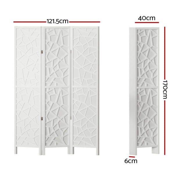 Clover Room Divider Screen Privacy Wood Dividers Stand 3 Panel White Image 2