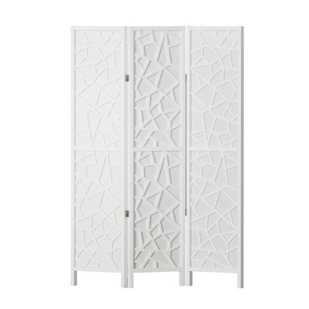Clover Room Divider Screen Privacy Wood Dividers Stand 3 Panel White Image 3
