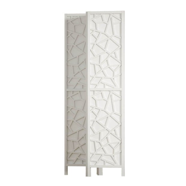 Clover Room Divider Screen Privacy Wood Dividers Stand 3 Panel White Image 4