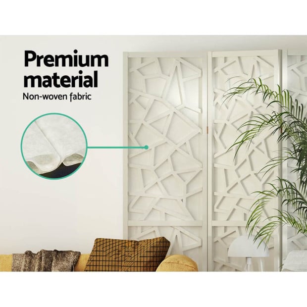 Clover Room Divider Screen Privacy Wood Dividers Stand 3 Panel White Image 7