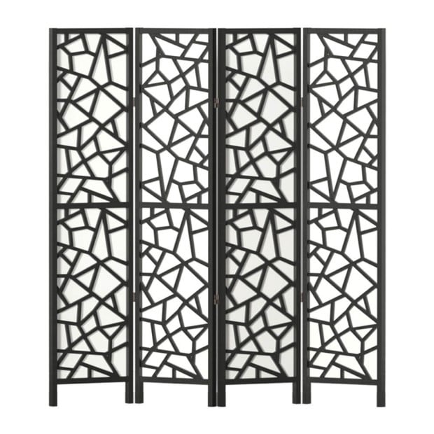 Clover Room Divider Screen Privacy Wood Dividers Stand 4 Panel Black Image 3