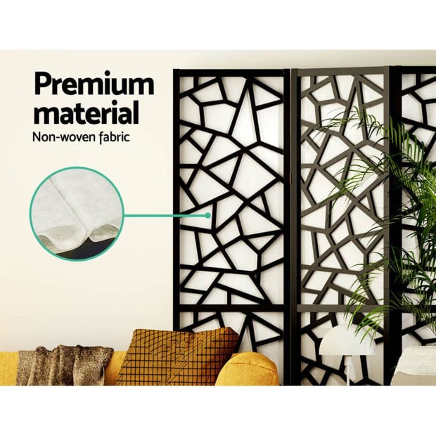 Clover Room Divider Screen Privacy Wood Dividers Stand 4 Panel Black Image 7