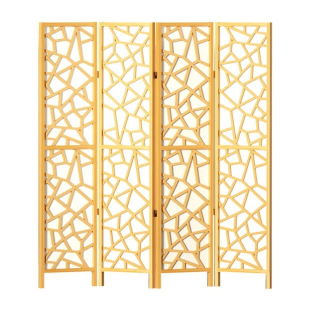 Clover Room Divider Screen Privacy Wood Dividers Stand 4 Panel Natural Image 3