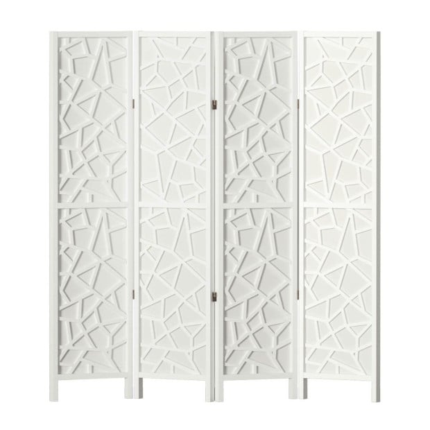 Clover Room Divider Screen Privacy Wood Dividers Stand 4 Panel White