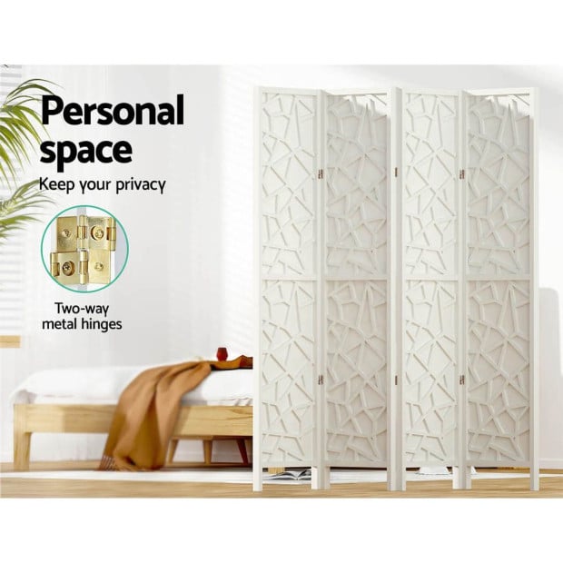 Clover Room Divider Screen Privacy Wood Dividers Stand 4 Panel White Image 5
