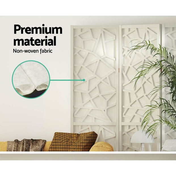 Clover Room Divider Screen Privacy Wood Dividers Stand 4 Panel White Image 7