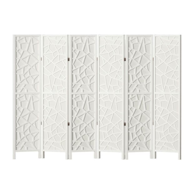 Clover Room Divider Screen Privacy Wood Dividers Stand 6 Panel White