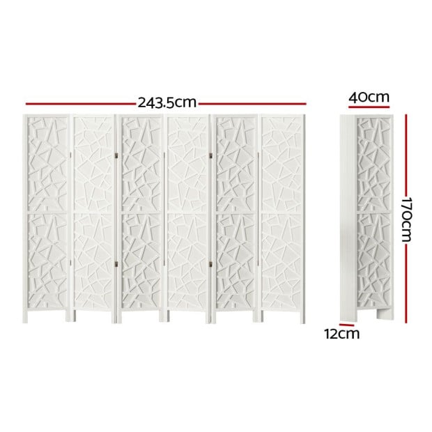 Clover Room Divider Screen Privacy Wood Dividers Stand 6 Panel White Image 2